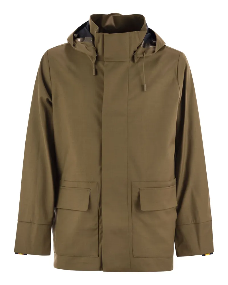 K-Way Erhal Tech Wolle Mischung Kapuze Brown