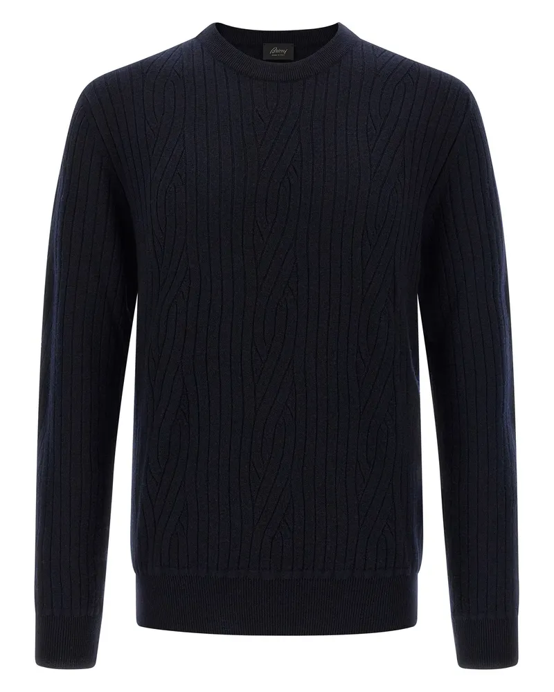 Brioni Rippen und Geflecht Sweater Blue