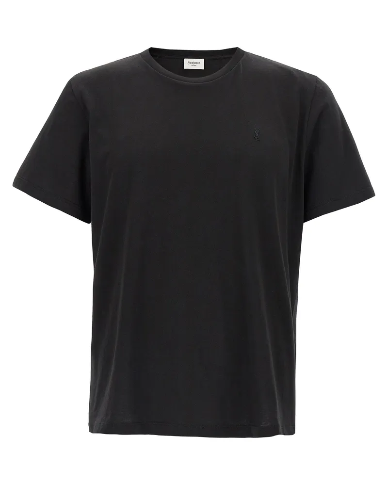 Saint Laurent T-Shirt „Cassandre“ mit Stickerei Black