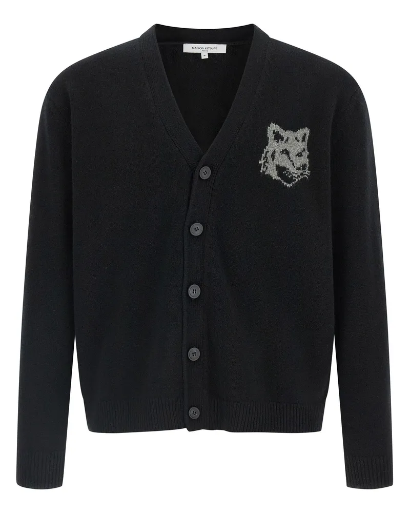 Kitsuné Strickjacke „Fox Head“ von Black