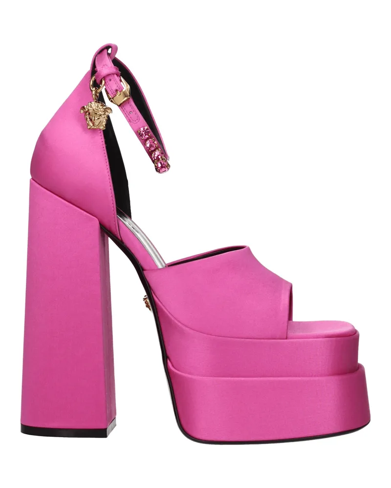 Versace Damens Sandalen aus Satin in Fuchsia -