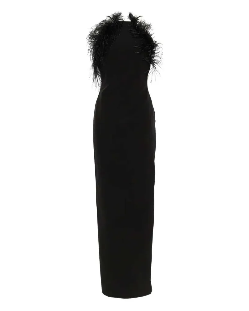 ATTICO Das lange Attico-Kleid mit Federbesatz Black
