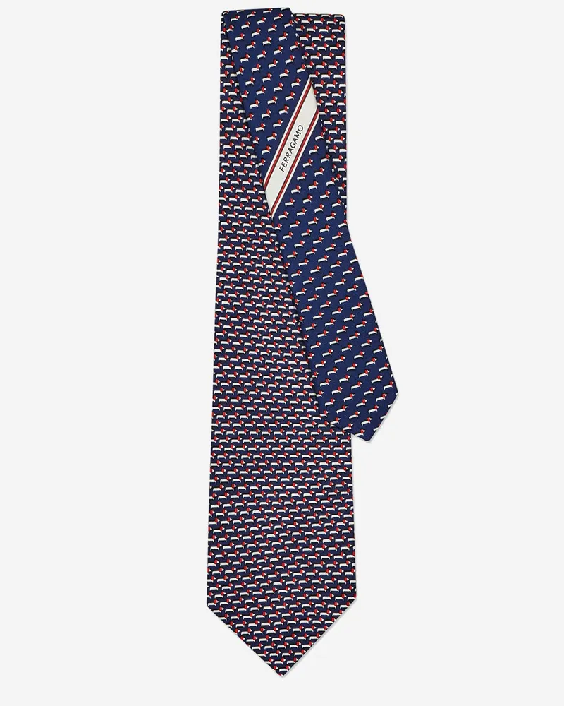 Ferragamo Seidenkrawatte mit Fantasy-Print Red