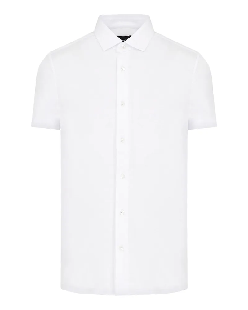 Emporio Armani Camicia Bianca in Jersey Misto Lyocell White