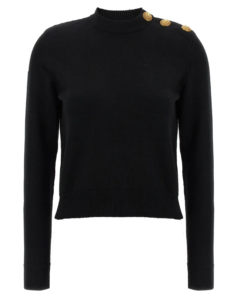 Balmain Eco Cashmere Button Pullover Black