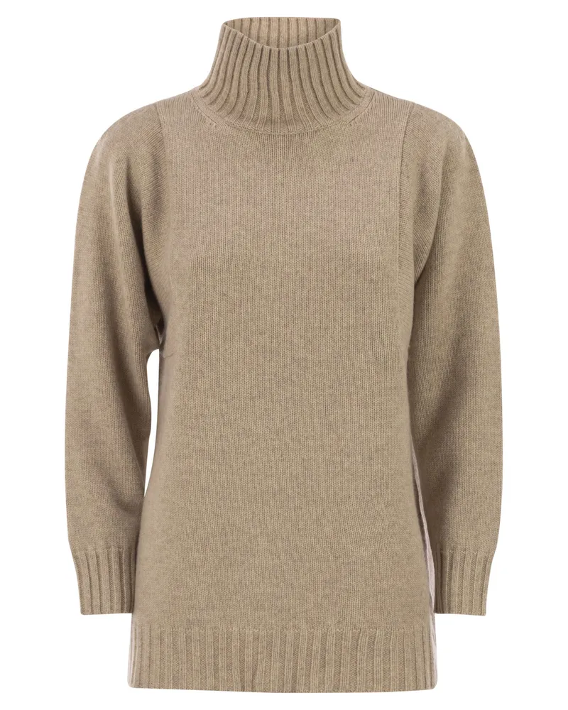 Max Mara Aceti übergroßer Kaschmir-Rollkragenpullover Beige