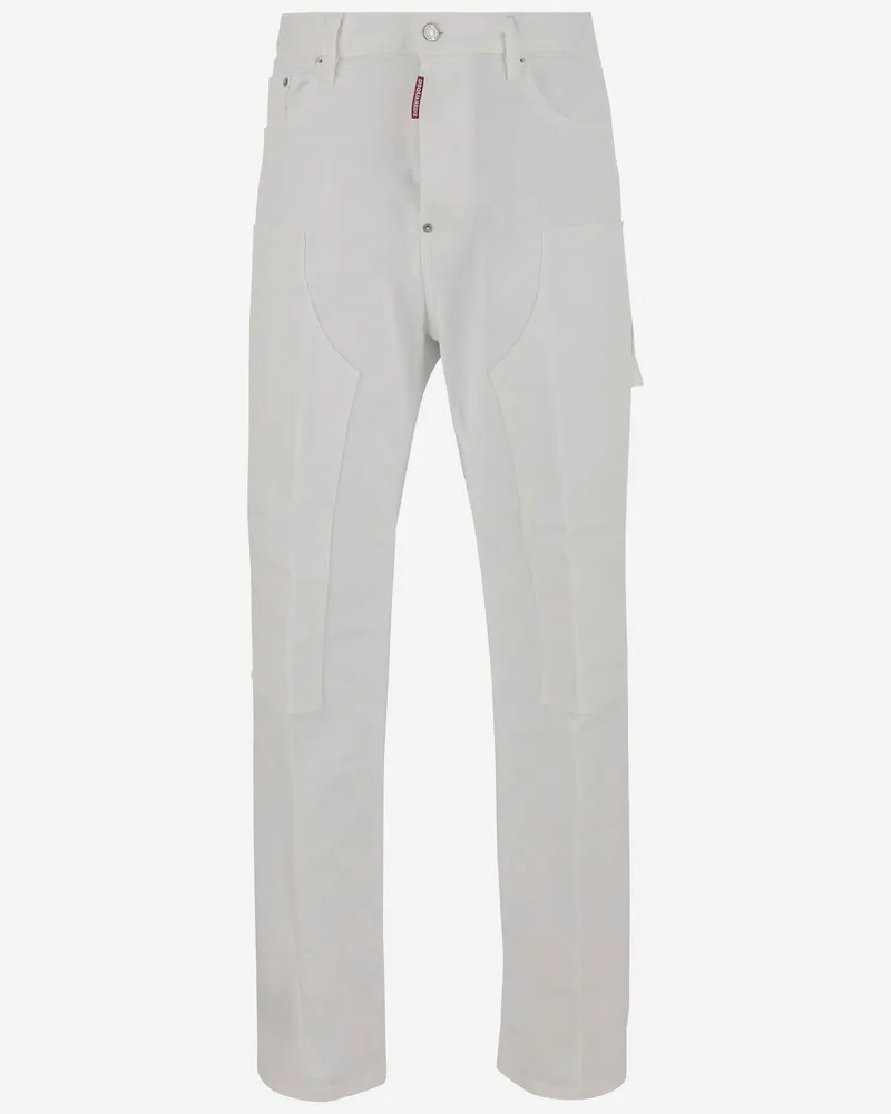 Dsquared2 Stretch -Baumwoll -Frachthose White