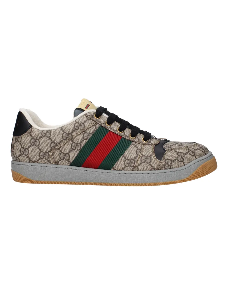 Gucci Screener Sneakers Herrens Stoff Beige/Ebenholz -