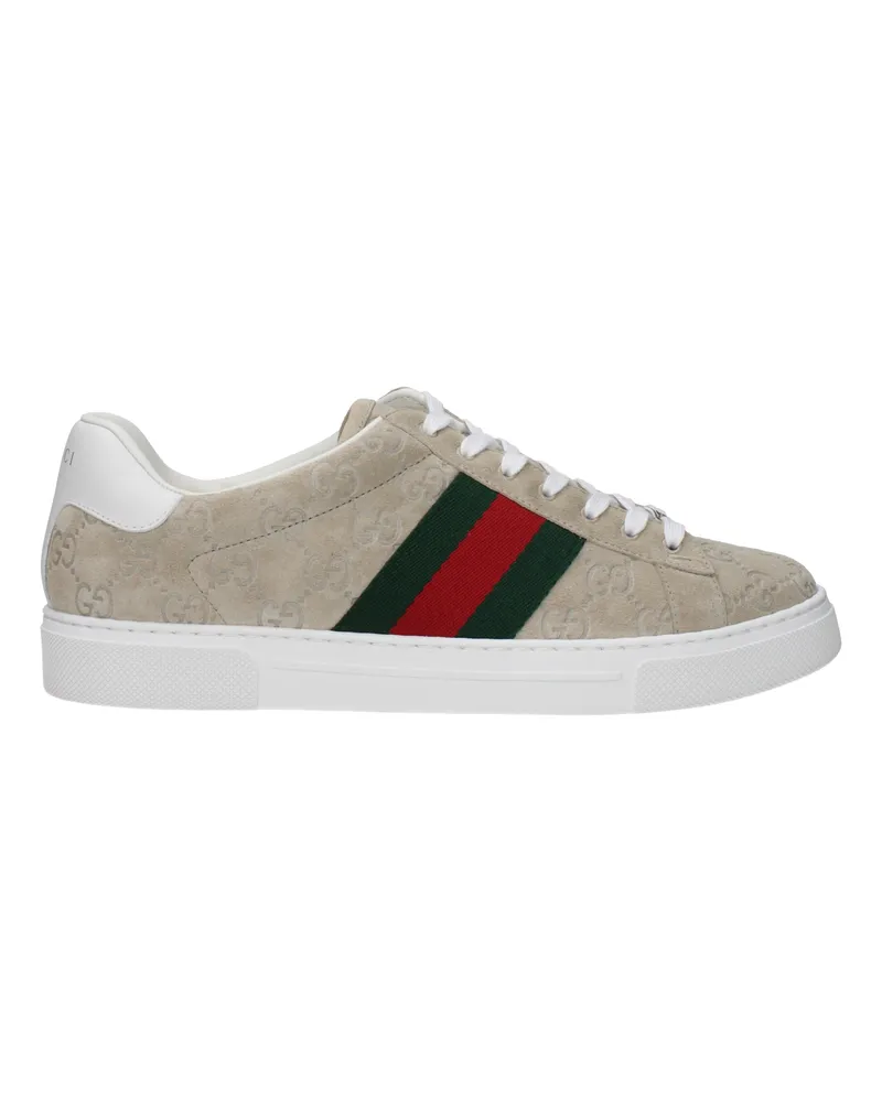 Gucci Ace Herrens Turnschuhe Beige Wildleder -