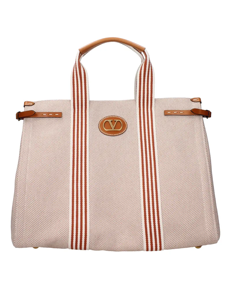 Valentino Garavani Antibes Herrens Handtasche Stoff Beige/Tabak -