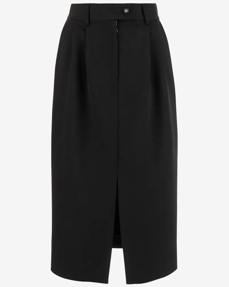 Dolce & Gabbana Wollstift Rock Longuette Black