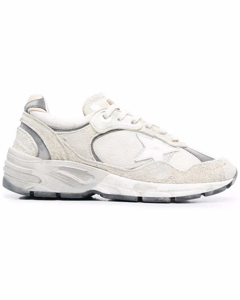 Golden Goose Running Dad Leder -Turnschuhe Silver