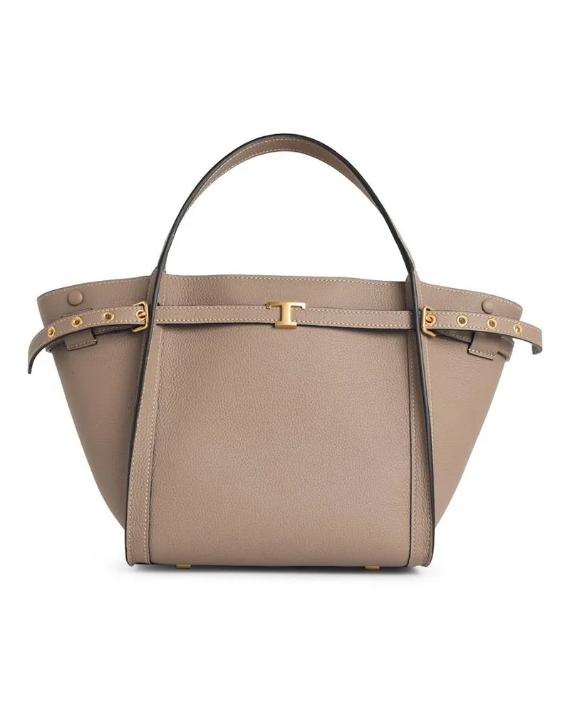 TOD'S Kleine beige Lear-Tasche „Shopping Tim Beige