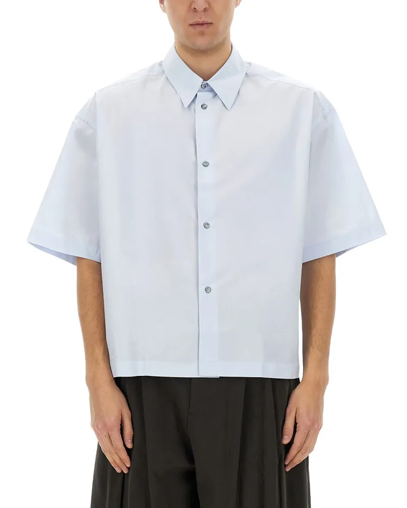 Studio Nicholson kurzärärmisches Kastenhemd Azure
