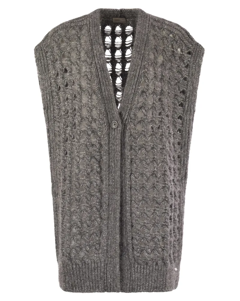 Herno Long Sleeveless Cardigan Grey