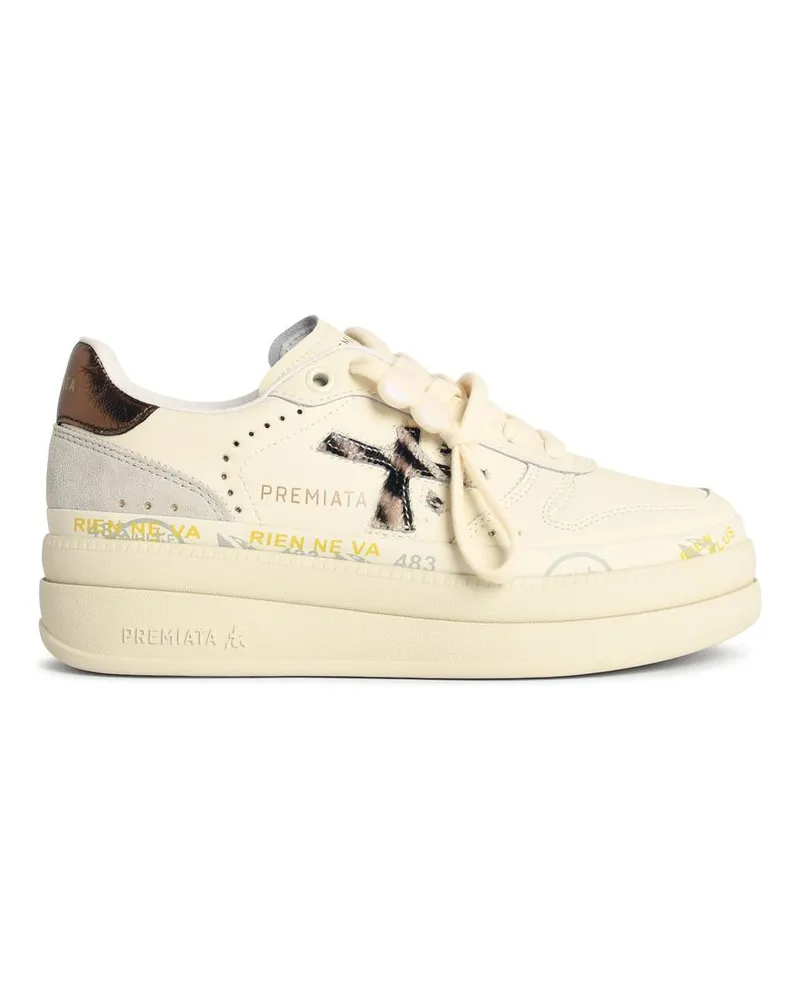 Premiata Micol' Elfenbein Lear Misch -Sneaker White
