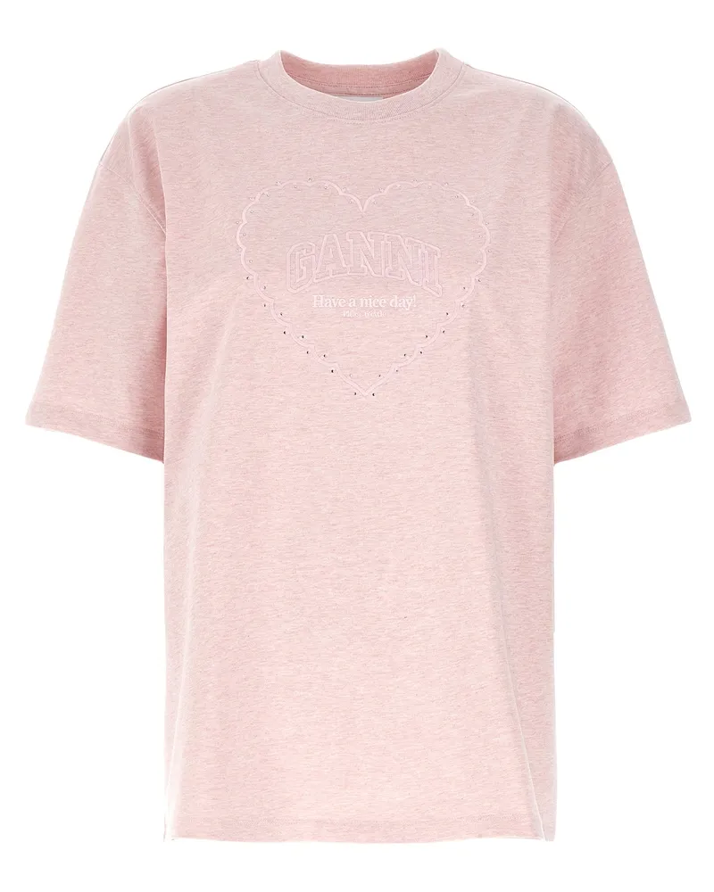 Ganni Herz T -Shirt Pink