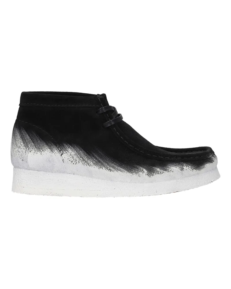 Clarks Wallabee Stiefel Herrens Wildleder Schwarz/Weiß -