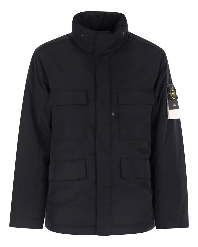 Stone Island gepolsterte Feldjacke mit Anti -Tropf- und Schnappentaschen Navy
