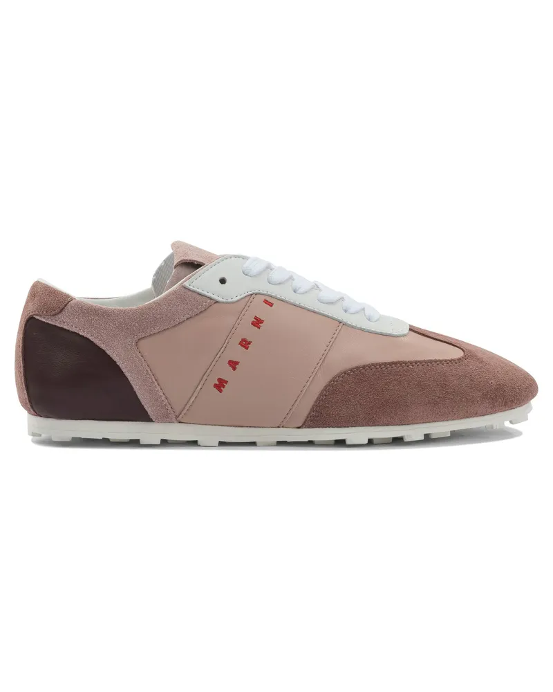 Marni Ledersneaker mit Logo Pink