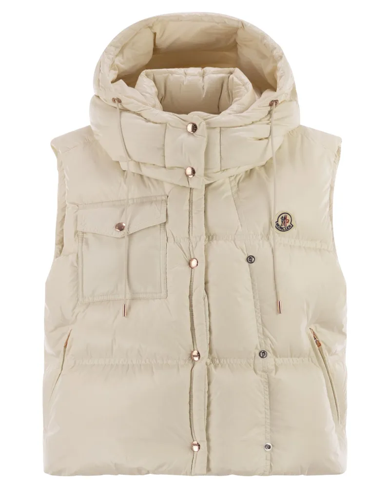 Moncler Pario gepolsterte Weste mit Kapuze Natural
