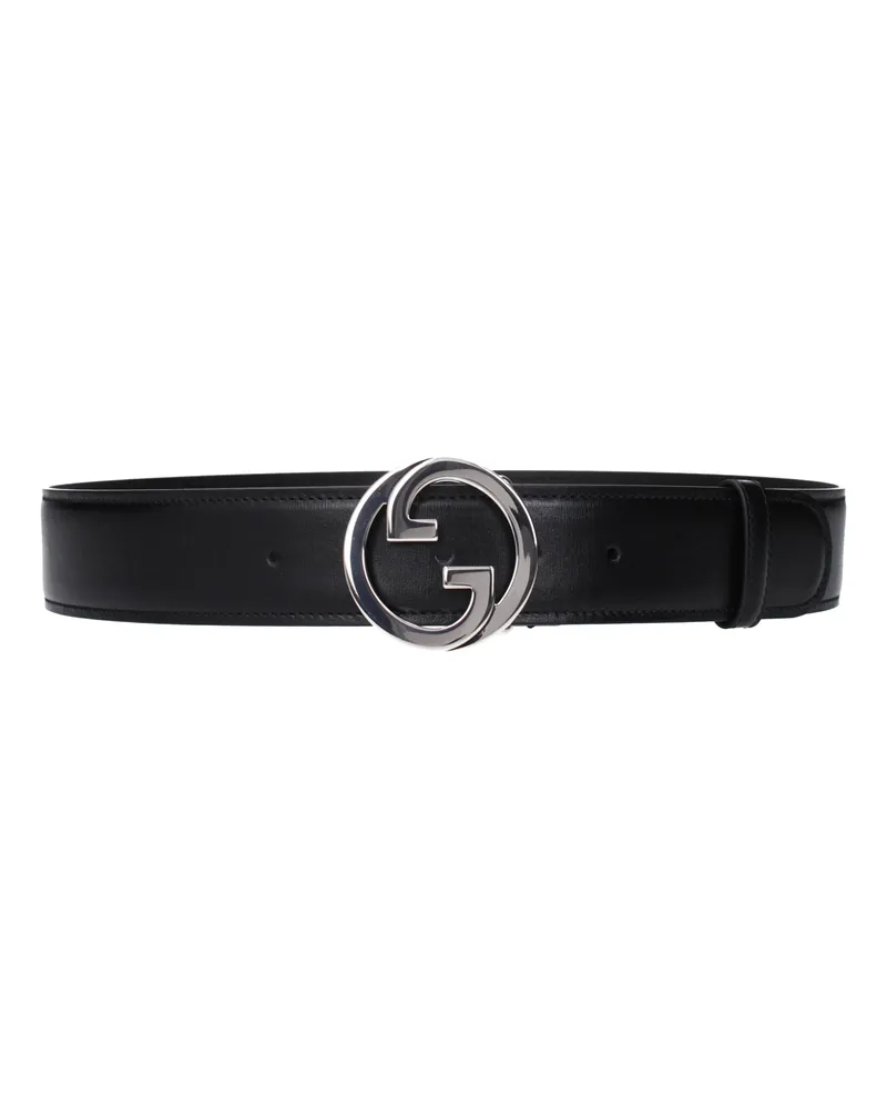 Gucci Herrens Schwarzer Ledergürtel -