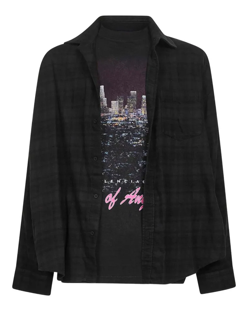 Balenciaga geschichtetes Baumwollhemd Black