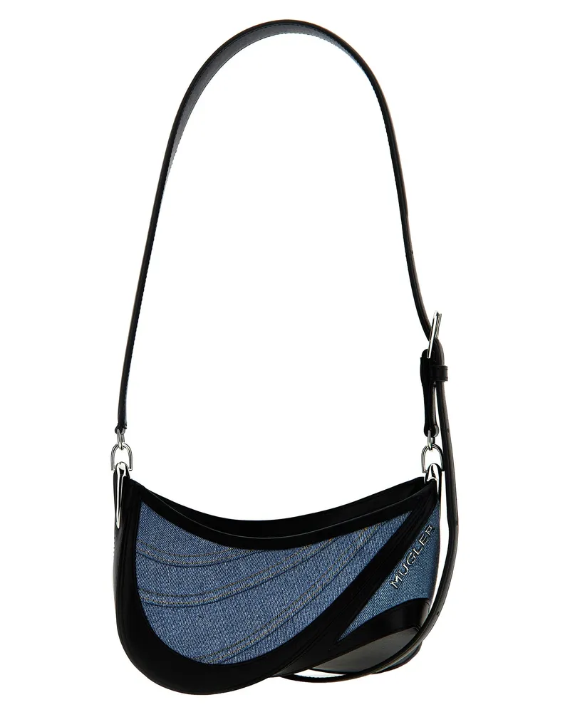 Thierry Mugler Small Denim Spiral Curve 01' Umhängetasche Mehrfarbig