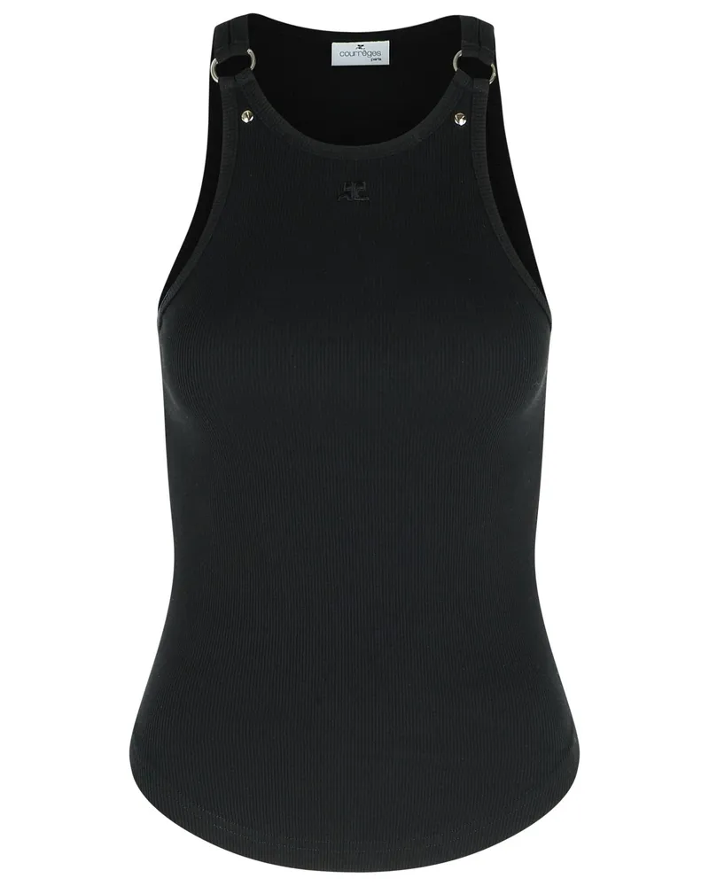 Courrèges Courreves schwarzes Baumwoll -Tank -Top Black
