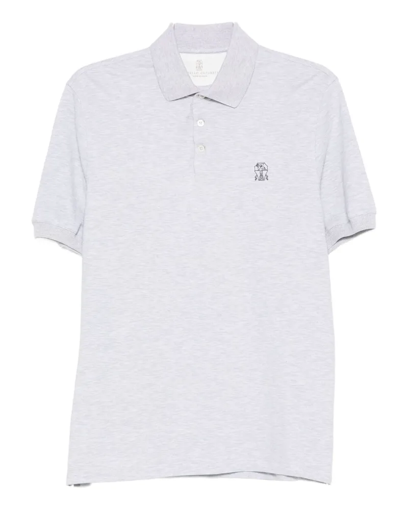 Brunello Cucinelli Logo Baumwoll -Polo -Hemd Light