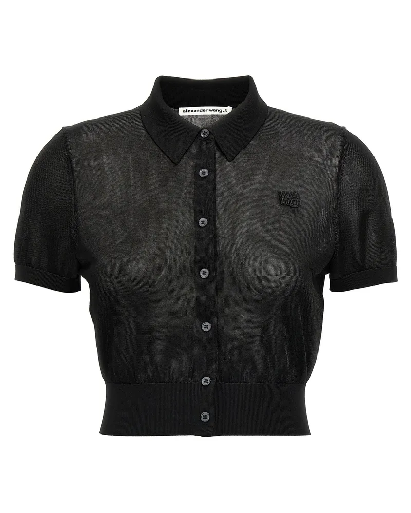 Alexander Wang T von Alexander Wang, geschnittenes Poloshirt Black