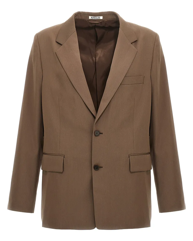AURALEE Single Breasted Wool Blazer Brown