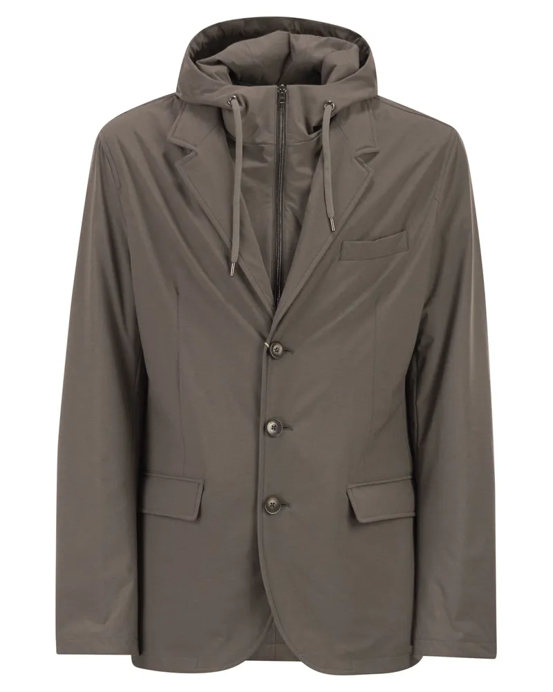 Herno Wattierte Jacke mit Kapuze Tortora