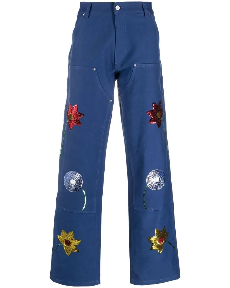 Sky High Farm Workwear gestickt Denim Jeans Blue