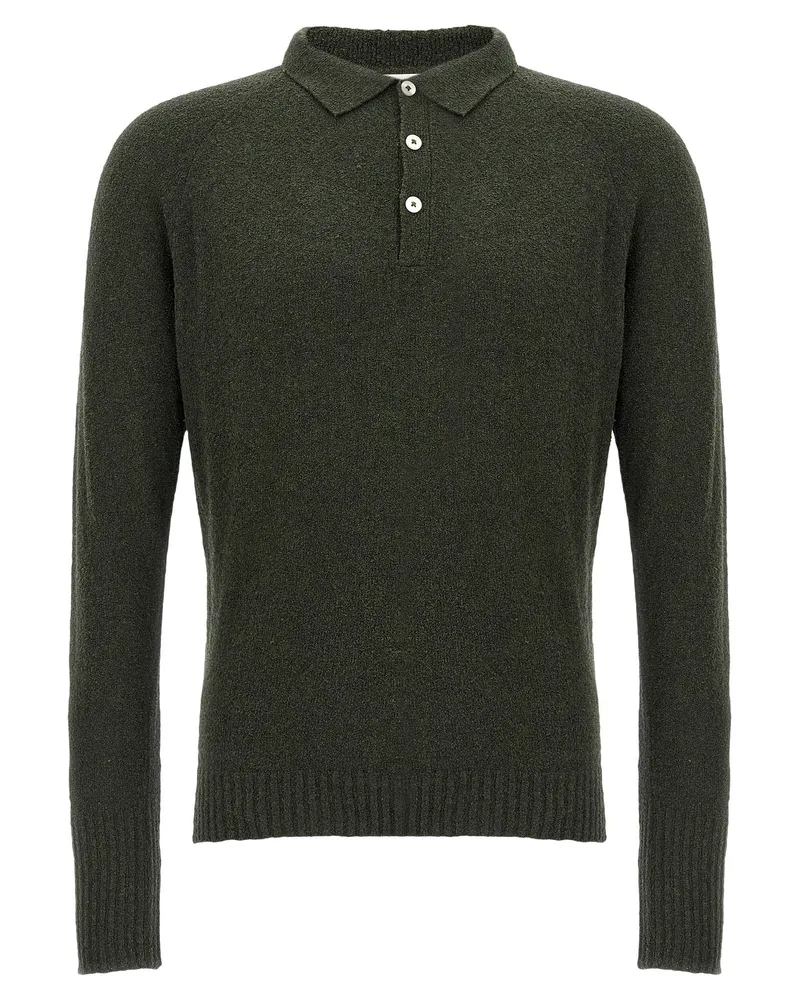 MA'RY'YA Bouclé Baumwollpolo -Hemd Green