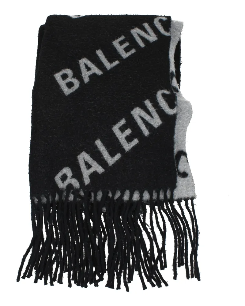 Balenciaga Herrens Schal Wolle Schwarz/Grau -