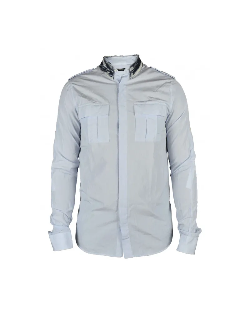 Balmain Hemd mit Jeanskragen Blue