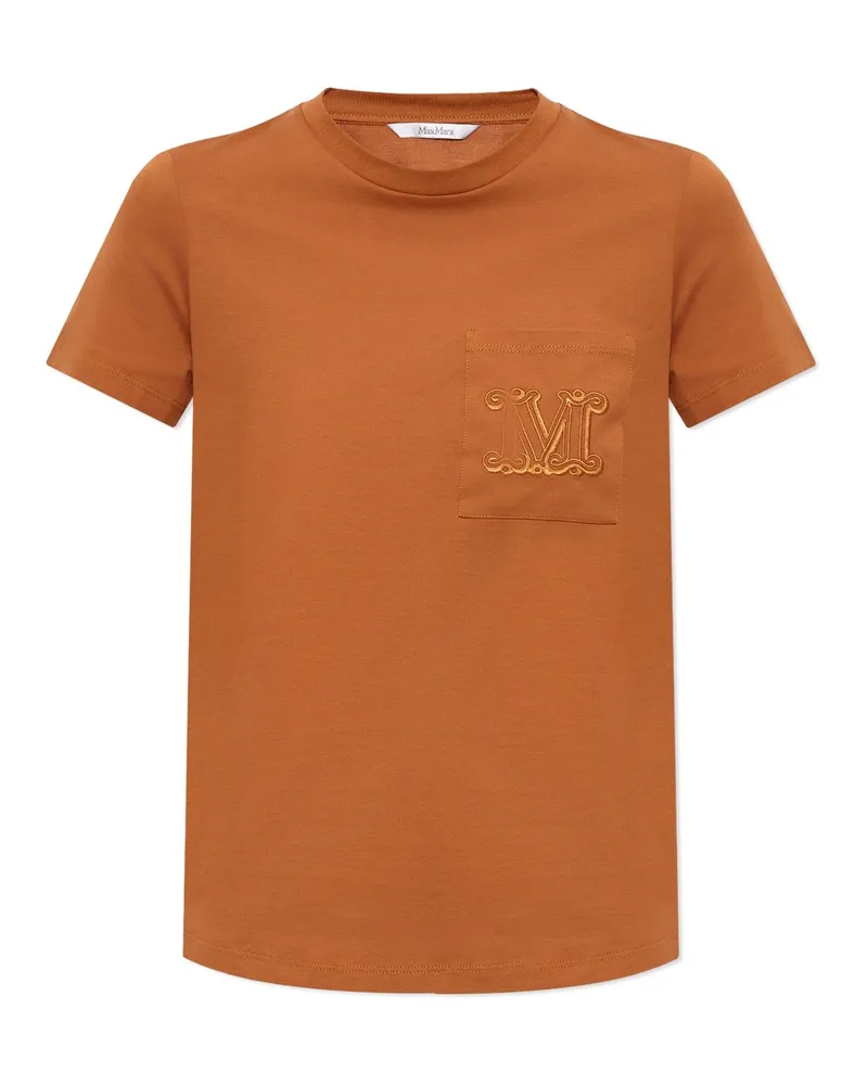 Max Mara Papaia' Baumwolllogo T -Shirt Brown