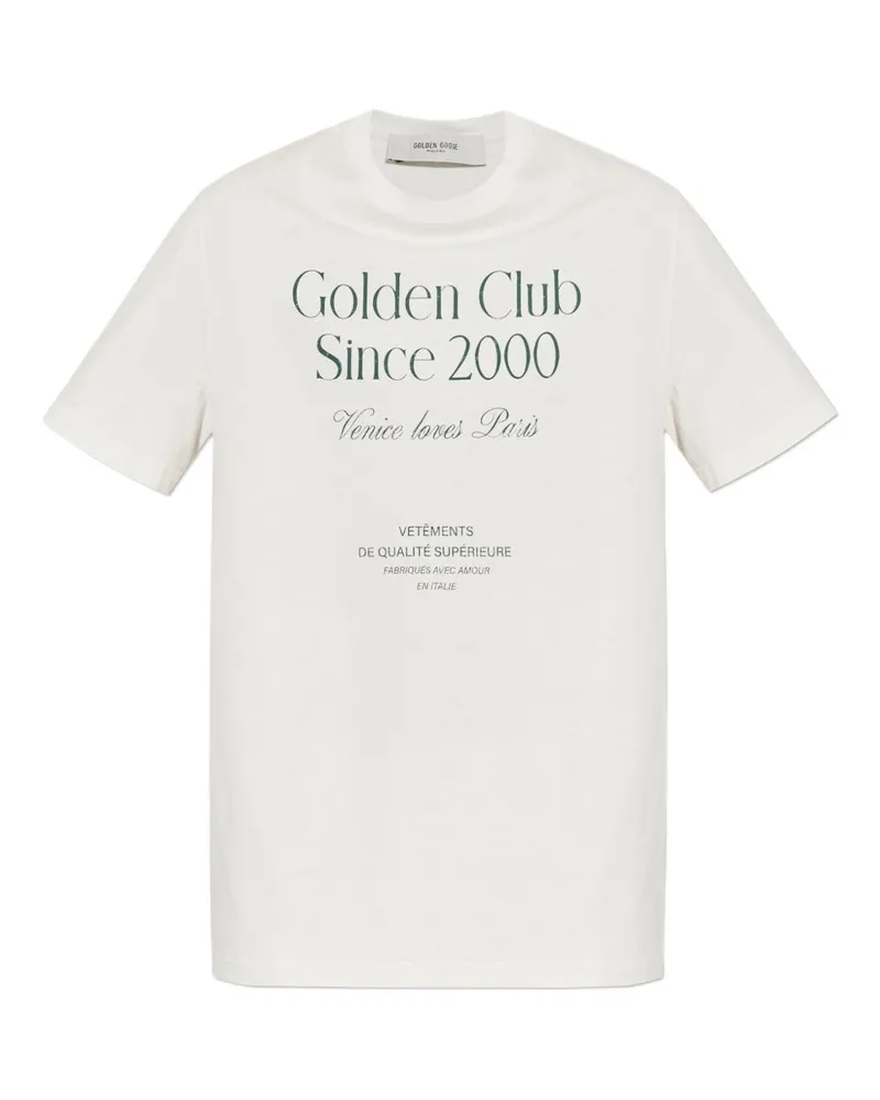 Golden Goose Logo Baumwoll -T -Shirt White