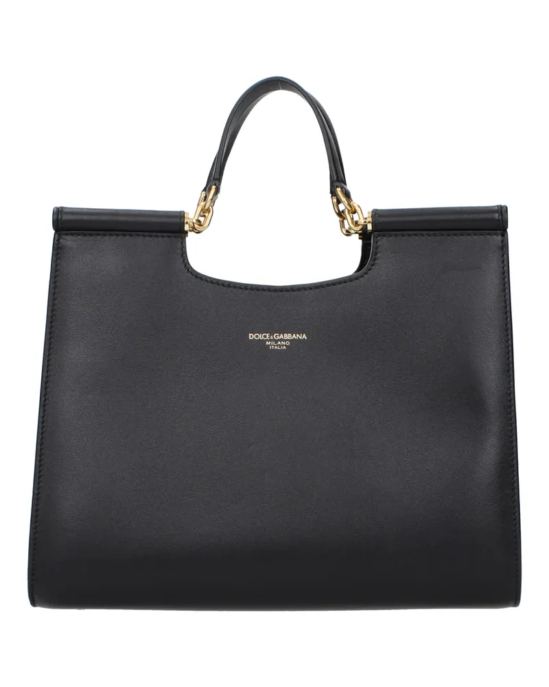Dolce & Gabbana Dolce&Gabbana Damens Sicily Kleine Handtasche aus schwarzem Leder -