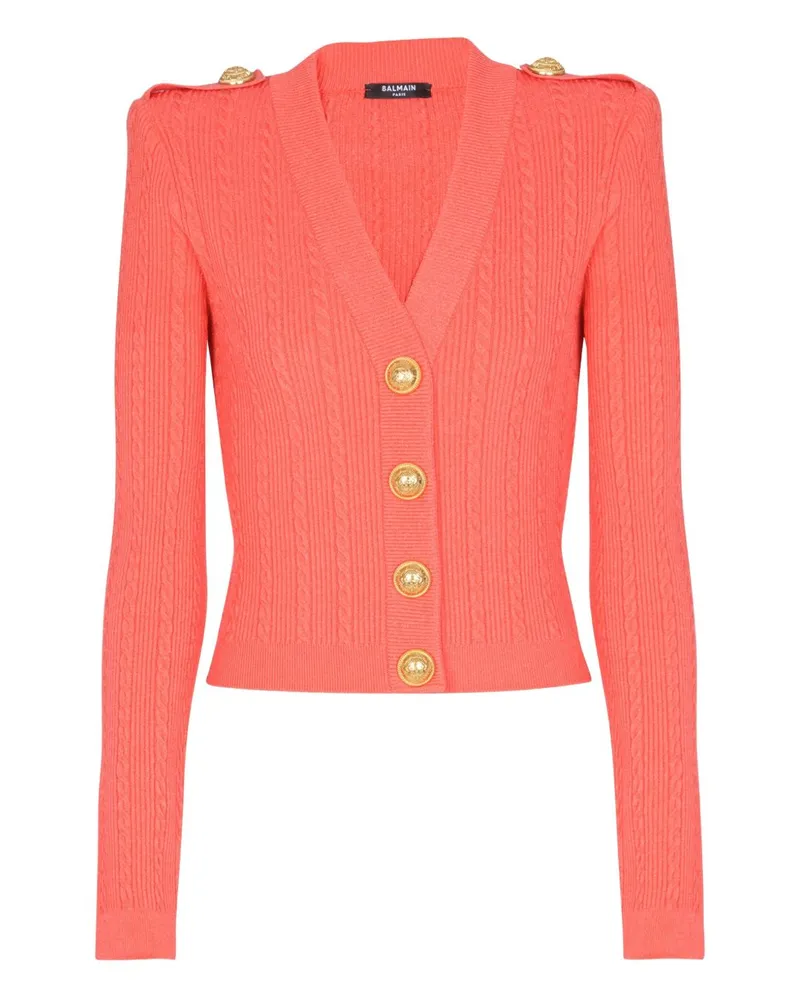 Balmain gegen Hals -Strickjacke Orange