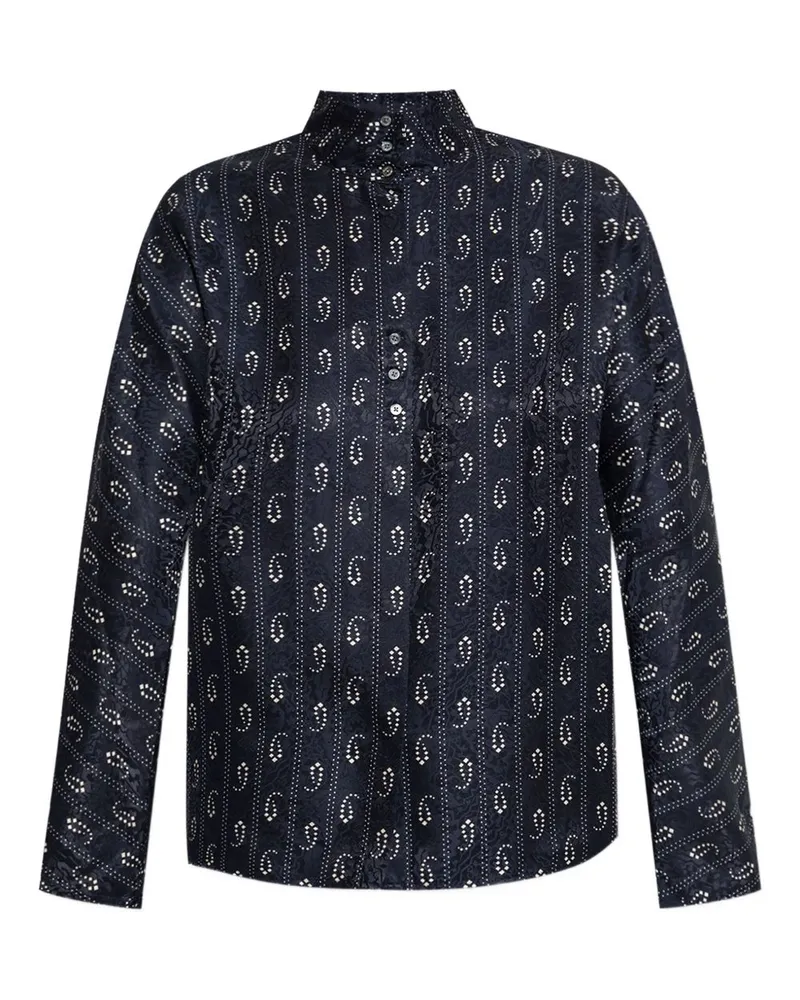 Tory Burch Jacquard Seidenhemd Blue