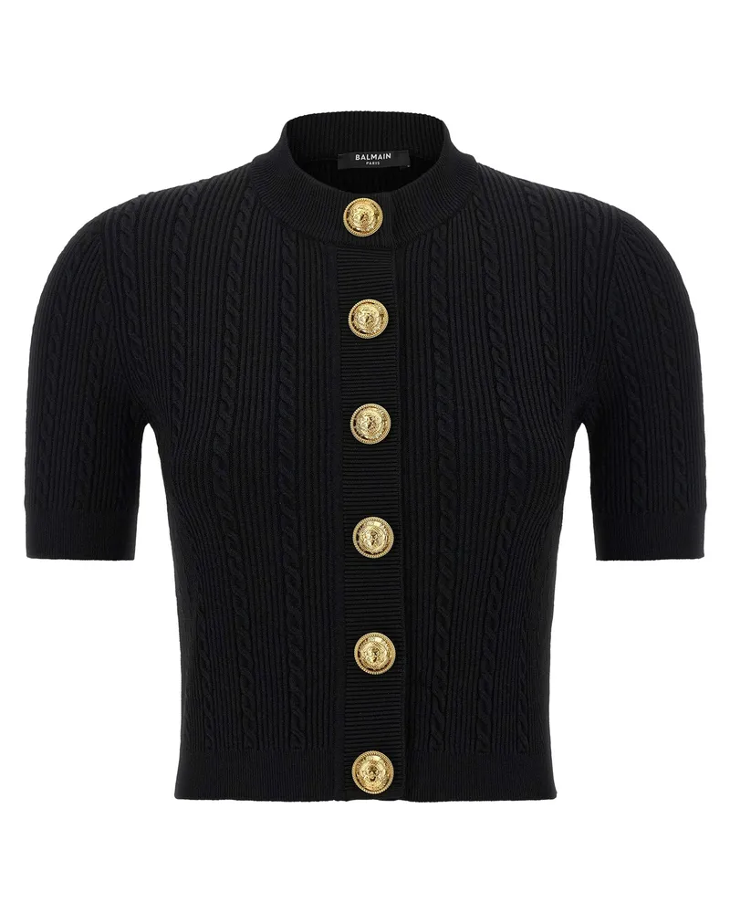 Balmain kurzärmelige Strickjacke Black