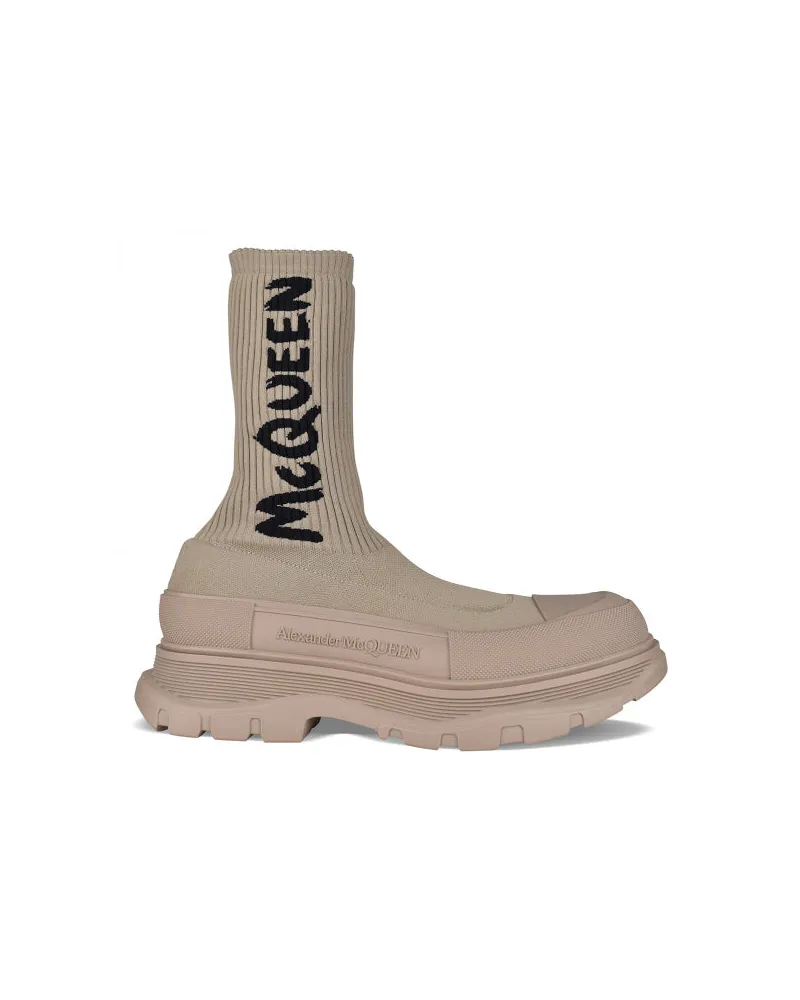Alexander McQueen Alexander MC Queen Graffiti treten Slick -Stiefel Nude
