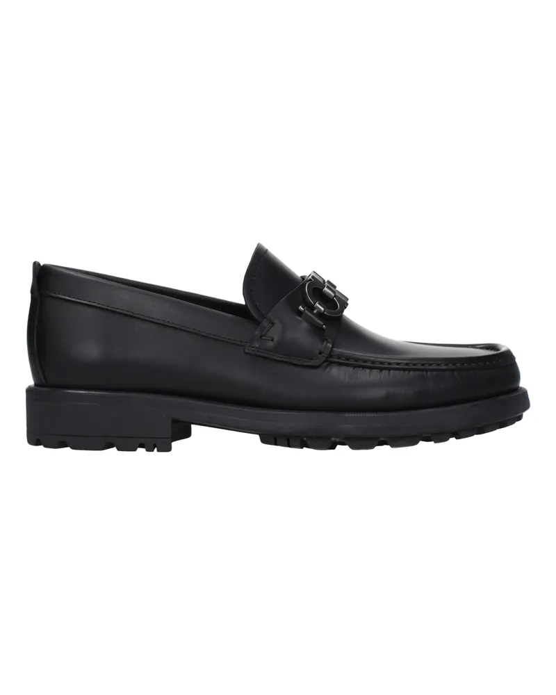 Ferragamo David Herrens Slipper aus schwarzem Leder -
