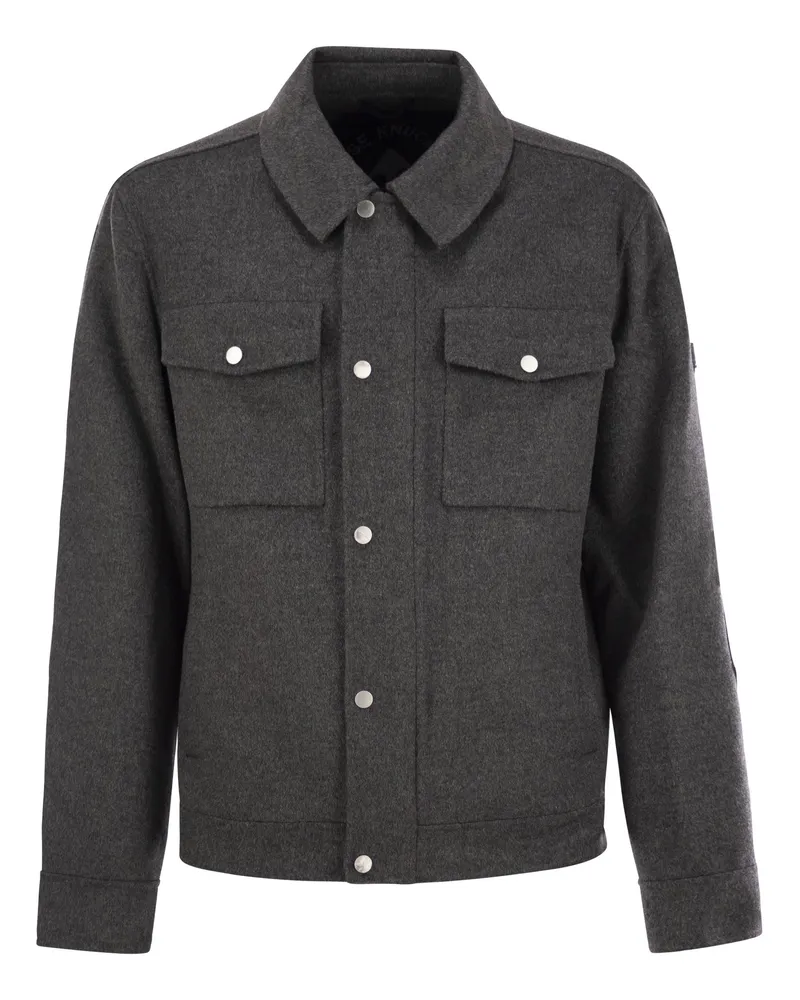 Moose Knuckles Elch Knucks Hemd geschnittene Jacke in Wolle und Kaschmir Dark