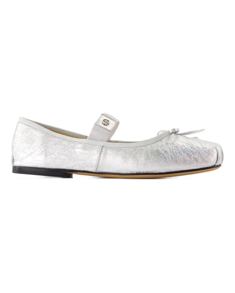 Anine Bing Jolie Flat Shoes  Leder Silber Silver