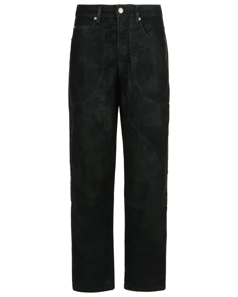 Étoile Isabel Marant Kelvina' schwarze Faux Lear -Hosen Black