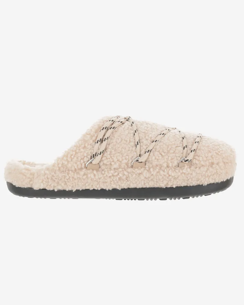 Moon Boot Teddy-Slipper aus Lammfell Beige