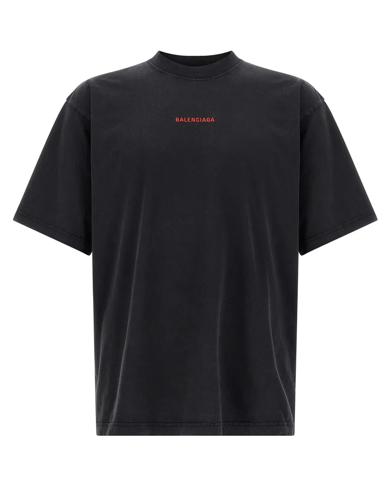 Balenciaga T-Shirt mit Logo-Stickerei Multicolor